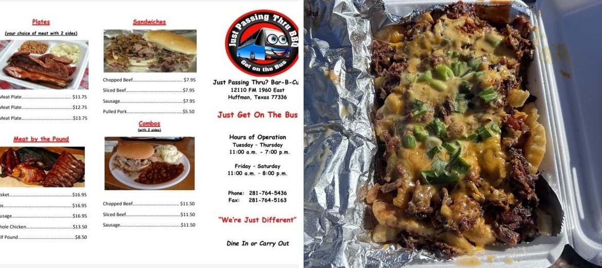 Just Passing Thru BBQ Menu